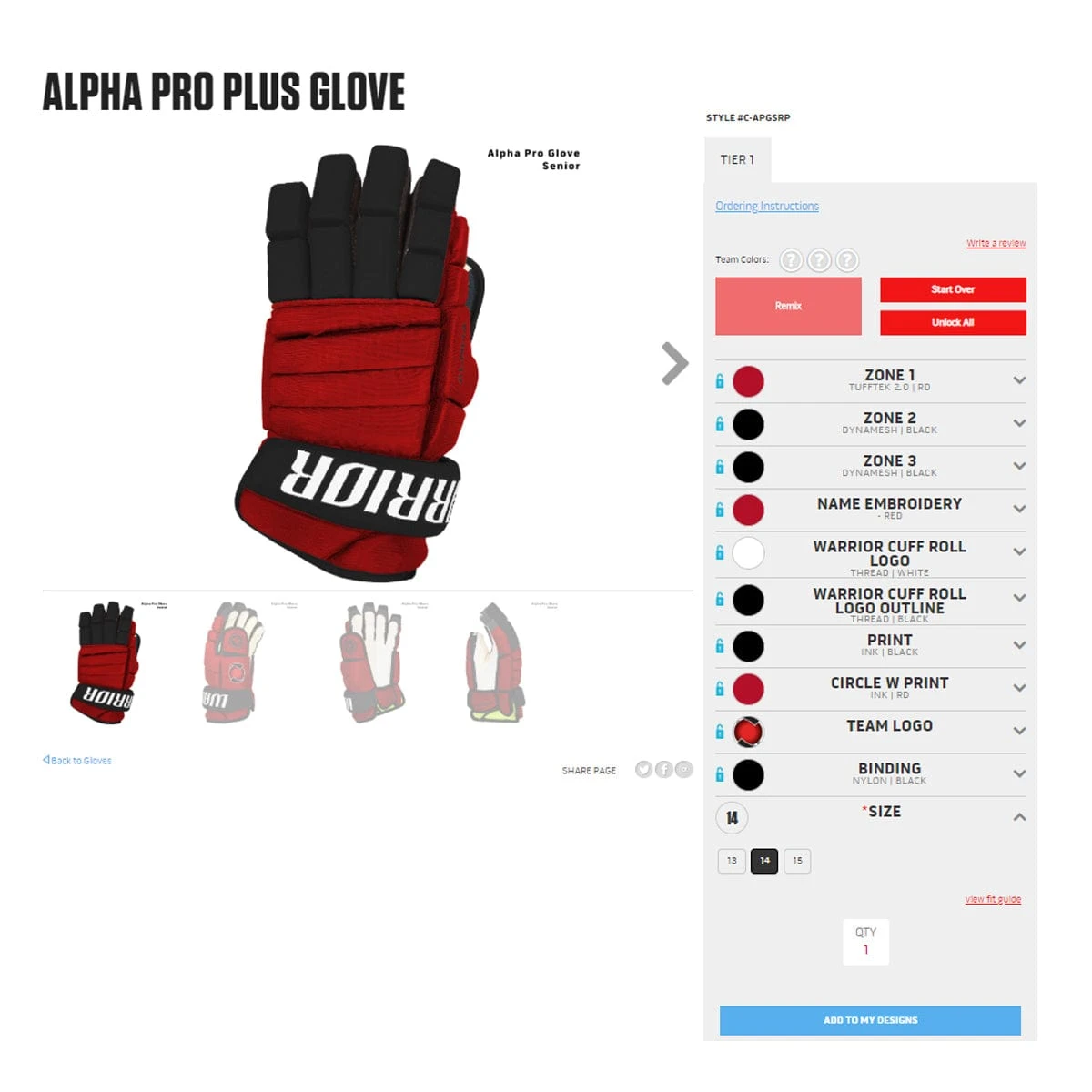 Warrior Alpha Pro Plus Custom Hockey Gloves - Image 10